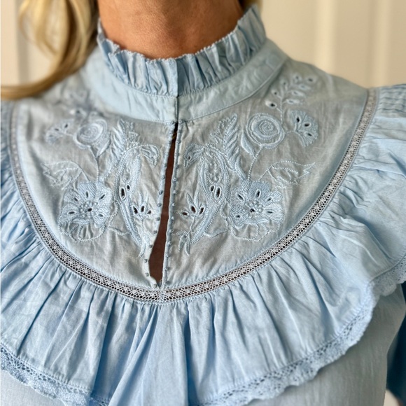 Light Blue Ruffled Top - Picture 2 of 2